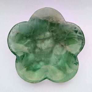 Polished Green Fluorite Flower Dish